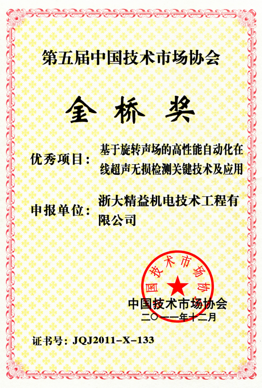 南汇第五届中国技术市场协会金桥奖